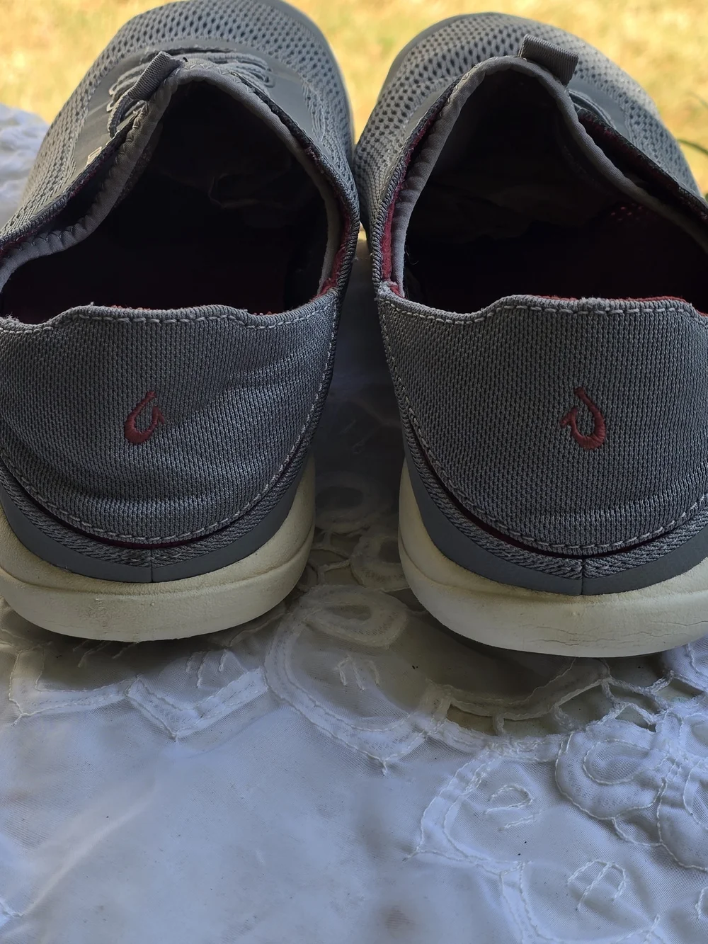 OluKai Moku Pae Mesh Grey Men's Casual Boat Shoes, Drop In Heel, No Tie Laces 12
